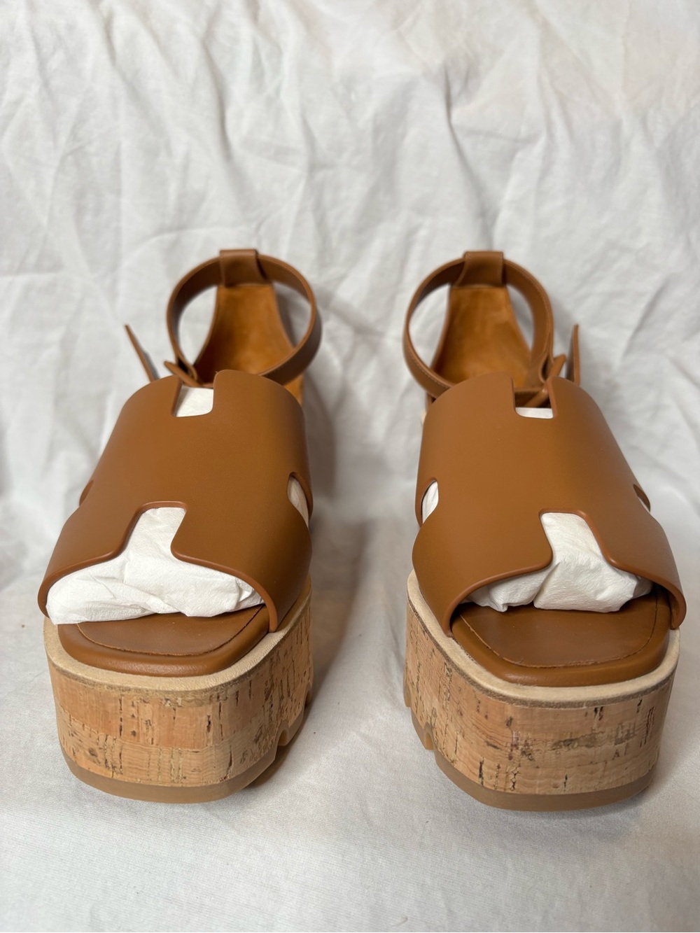 Hermes Brown Cork Wedge Sandals - Picture 2 of 12